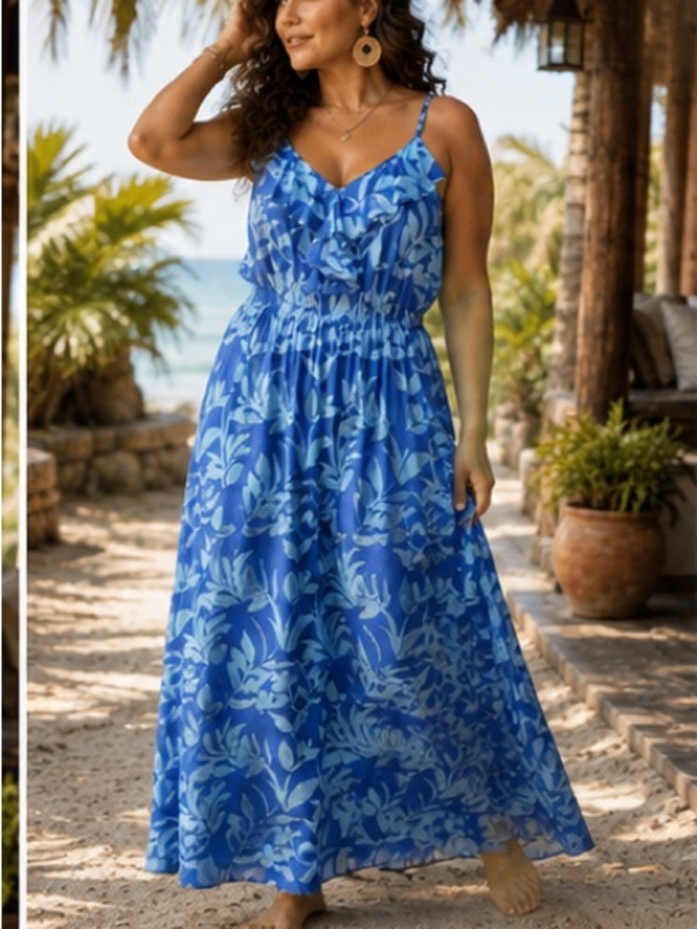 New Lane Bryant Blue Floral Maxi Bohemian Dress Size 14/16 - Picture 8 of 8